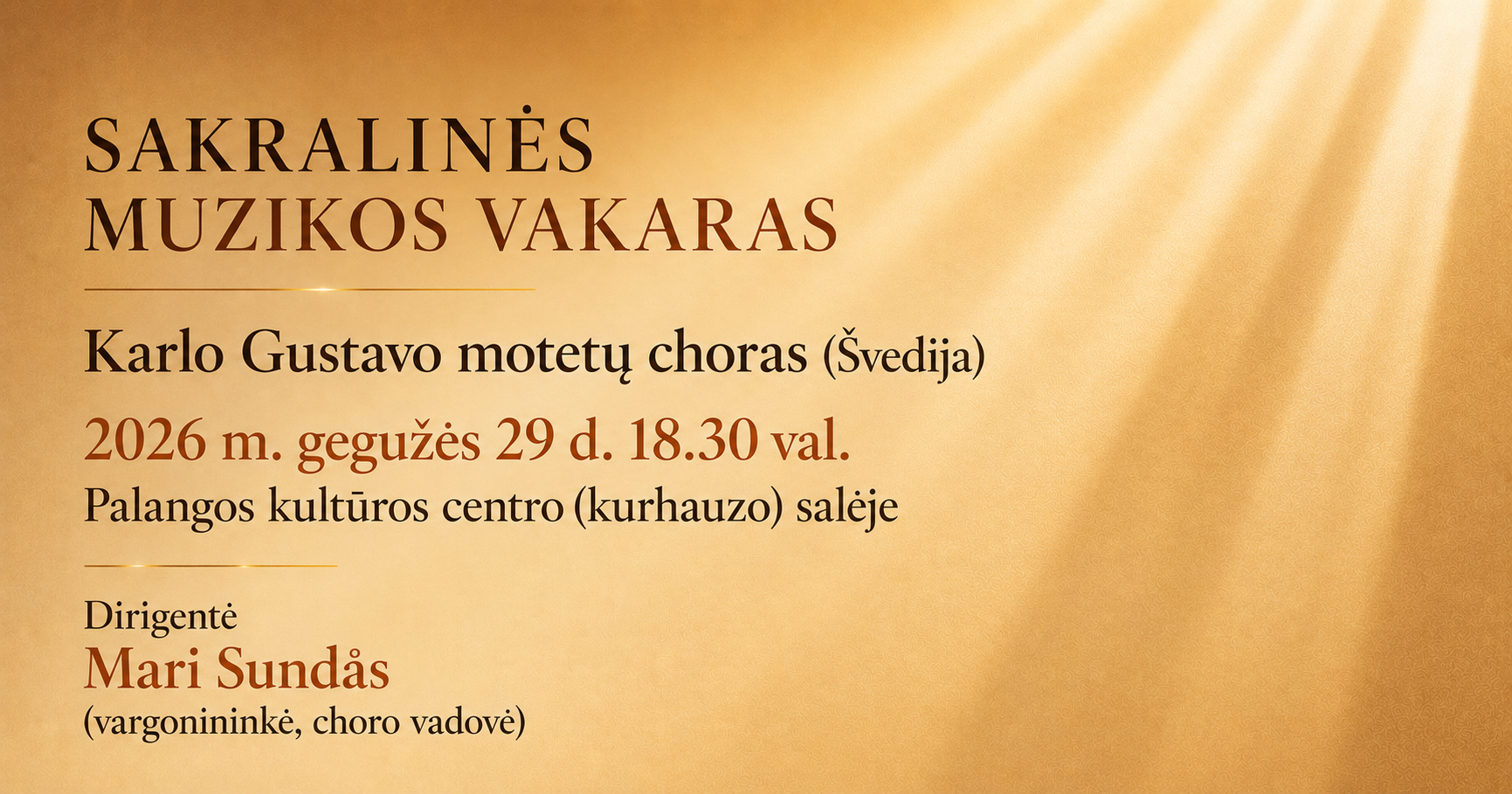 Sakralinės muzikos vakaras | Karlo Gustavo motetų choras (Švedija)